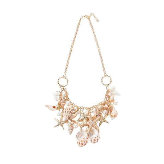 Beach Starfish Sea Pearls Layered Statement Necklace