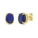 14KY STUD EARRINGS WITH 8X6 OVAL BLACK OPAL 2.07CT