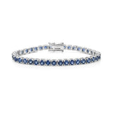 14K LINK BRACELET WITH 38 4MM ROUND SAPPHIRES 12.81CT, WRIST SIZE 7