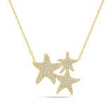 14K Festive Triple Starfish Pendant With 131 Diamonds 0.57CT