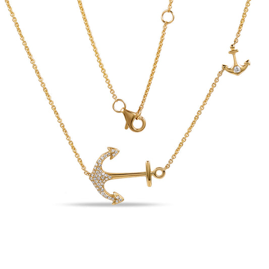 14K SIDEWAYS ANCHOR NECKLACE