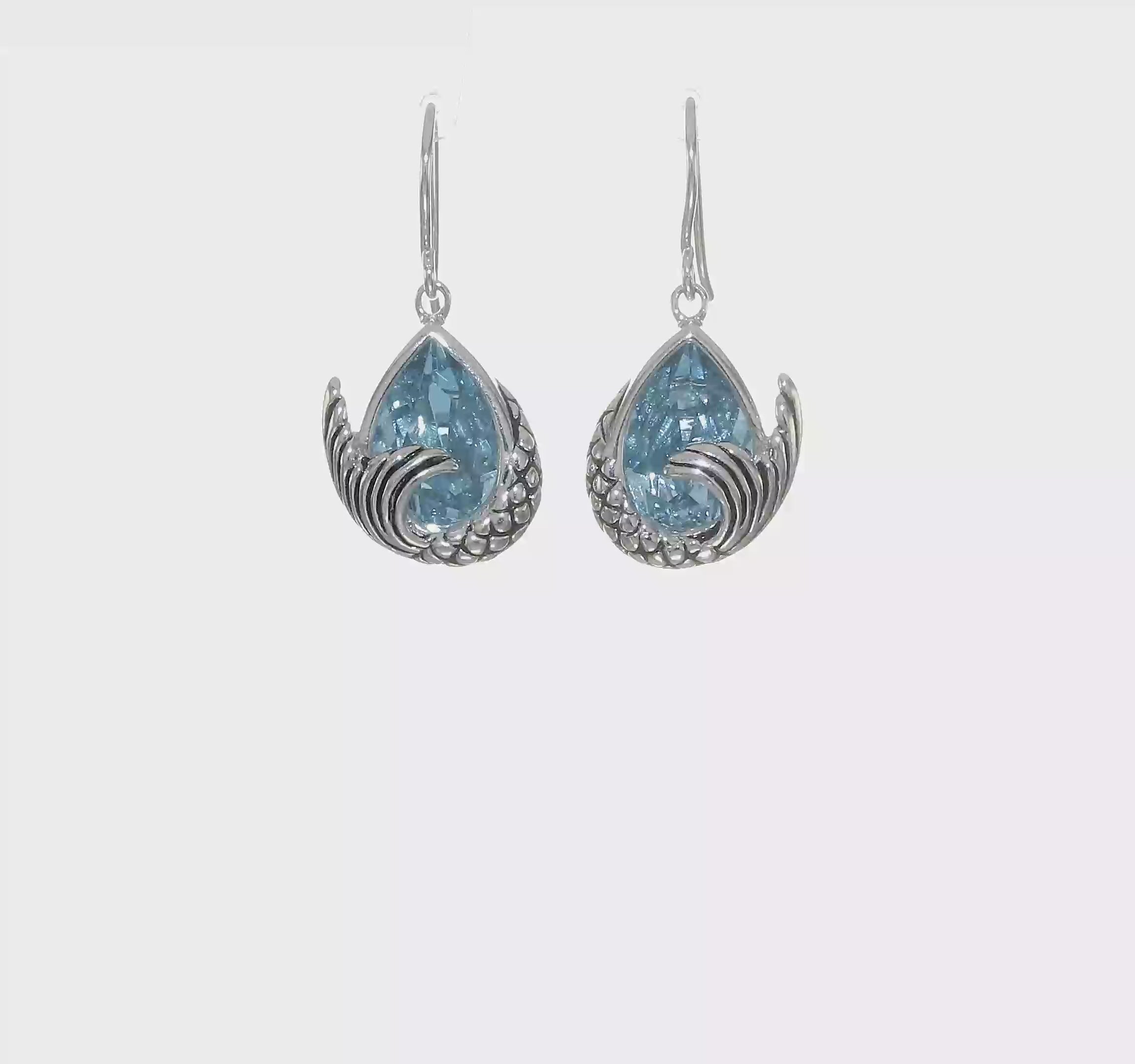 Sterling Silver Rhodium-plated Crystal Mermaid Tail Dangle Earrings