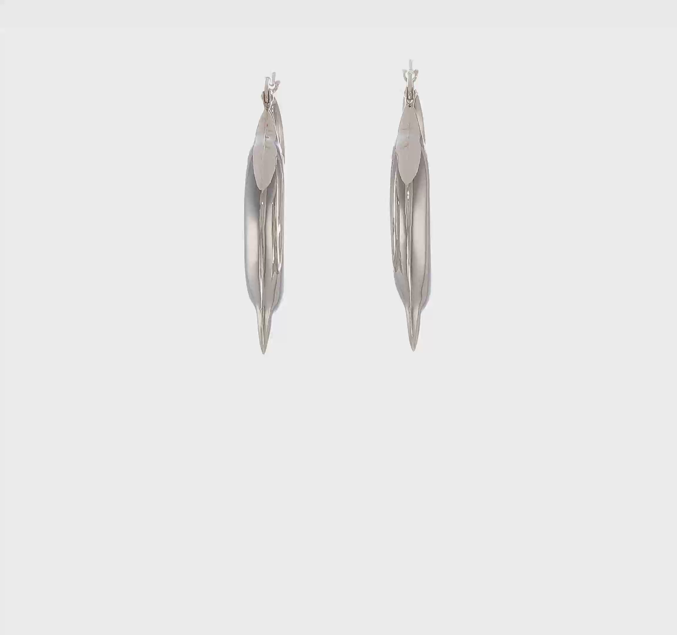 Sterling Silver Rhodium-plated Polished Dolphin Round Hoop Earrings