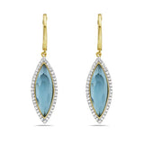 14K 22X9MM MARQUISE SHAPE BLUE TOPAZ EARRINGS WITH 84 DIAMONDS 0.36CT