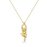 14KY MONKEY PENDANT WITH DIAMOND EYES 0.01CT ON 18 INCHES CHAIN
