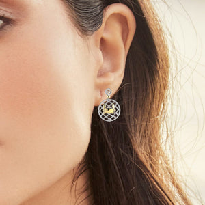 14K Yellow Gold and Sterling Silver Crab Earrings