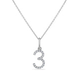 NUMBER 3 PENDANT WITH 20 DIAMONDS 0.08CT 18 INCHES CHAIN