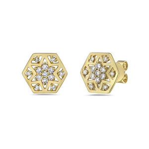 14K STAR EARRINGS WITH  26 DIAMONDS 0.34CT