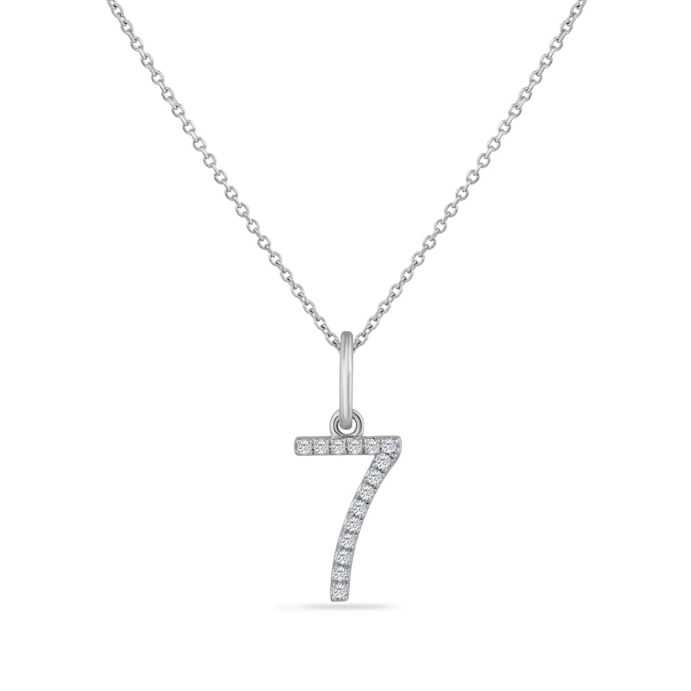 NUMBER 7 PENDANT WITH 15 DIAMONDS 0.06CT ON 18 INCHES CHAIN