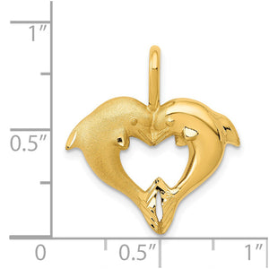 14k Dolphin Heart Pendant