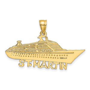 14k Solid Polished St. Martin Cruise Shipp Pendant