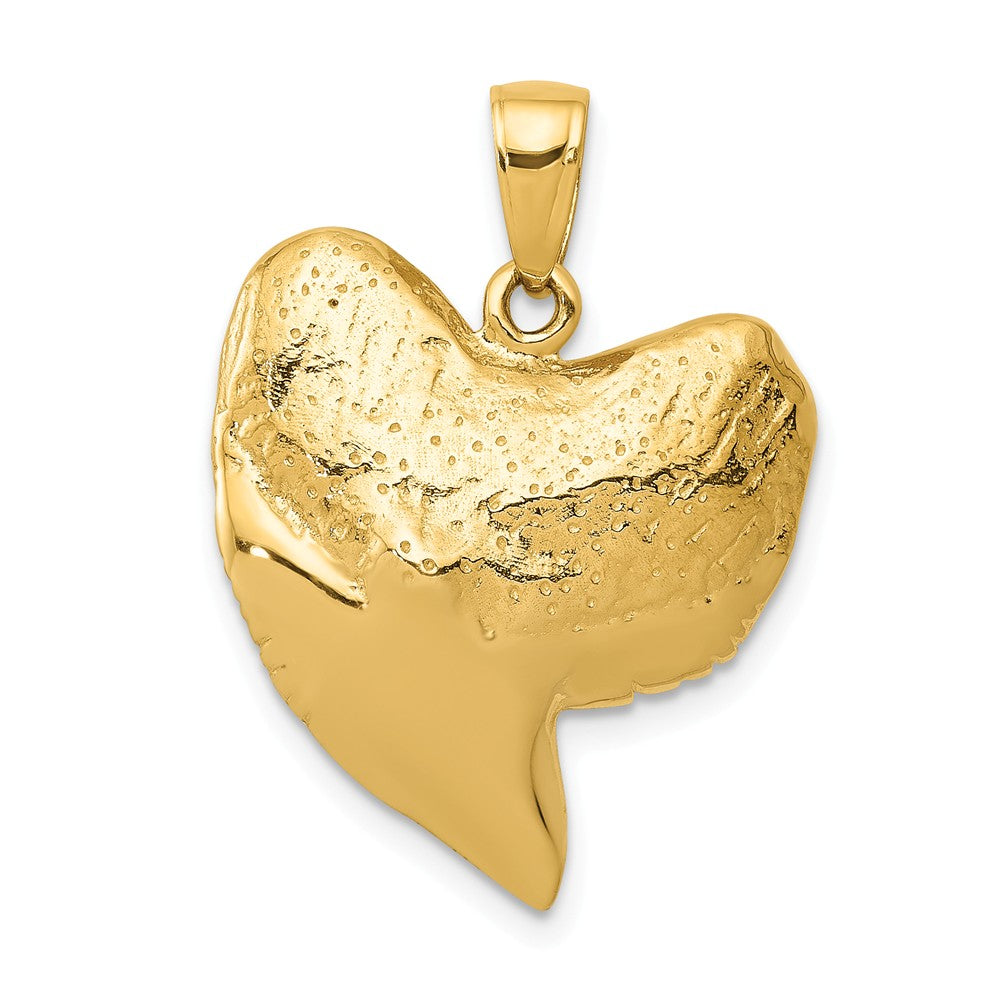 14k Solid Polished 3-Dimensional Shark Tooth Pendant