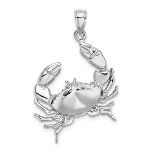 14K White Gold Claw-some Stone Crab Pendant