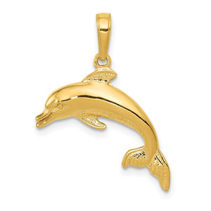 14k Dolphin Swimming Pendant
