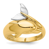 14K TWO-TONE DOLPHIN RING
