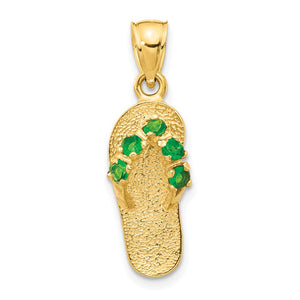 14K May/CZ Birthstone Flip Flop Pendant