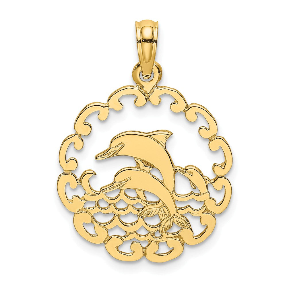 14K Cut-Out Jumping Dolphins Charm
