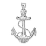 OFF TO SEA 14K WHITE GOLD ANCHOR WITH ROPE PENDANT
