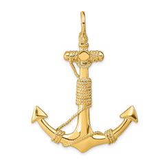 LEAVING THE HARBOR 14K ANCHOR WITH ROPE PENDANT