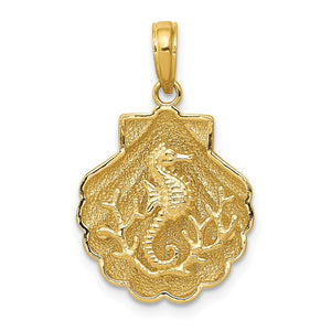 14K SEAHORSE IN A SHELL PENDANT