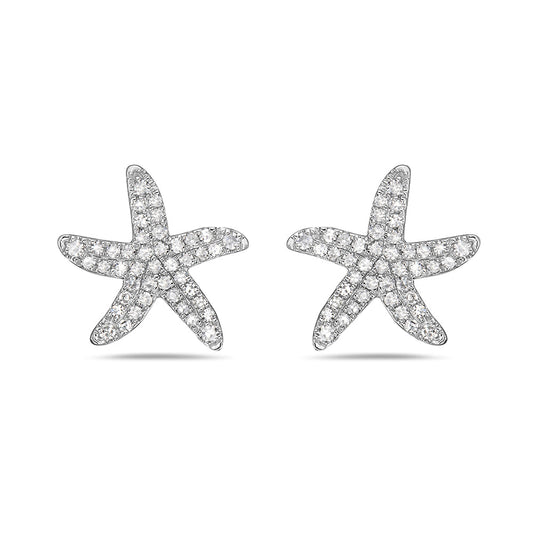 14K STAR STUD EARRINGS WITH 88 DIAMONDS 0.35CT