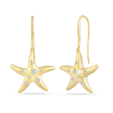 14K Sparkling Starfish Earrings With 14 Diamonds 0.26CT