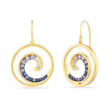 14K Diamond and Sapphire Wave Earrings