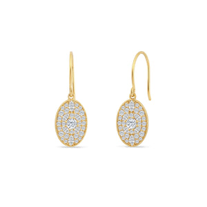 14K OVAL EARRINGS WITH MARQUISE DIAMONDS 0.58CT & ROUND DIAMONDS 0.94CT