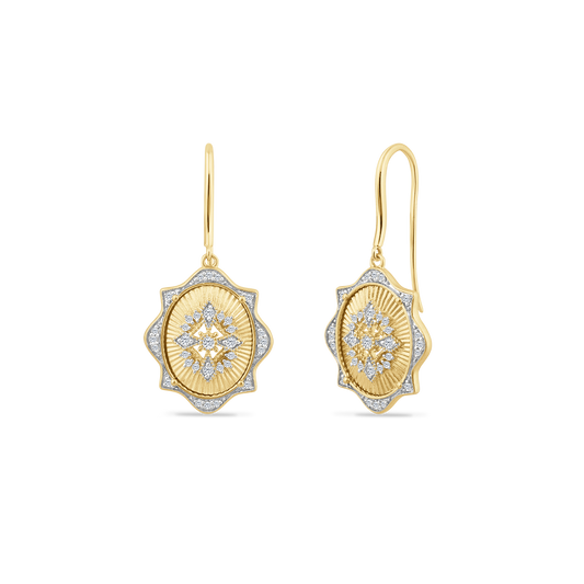 14K EARRINGS WITH 66 DIAMONDS 0.36CT, LEAVER BACKS