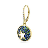 14K ROUND FANCY COLOR STARFISH EARRINGS WITH SAPPHIRES. GREEN GARNETS AND DIAMONDS
