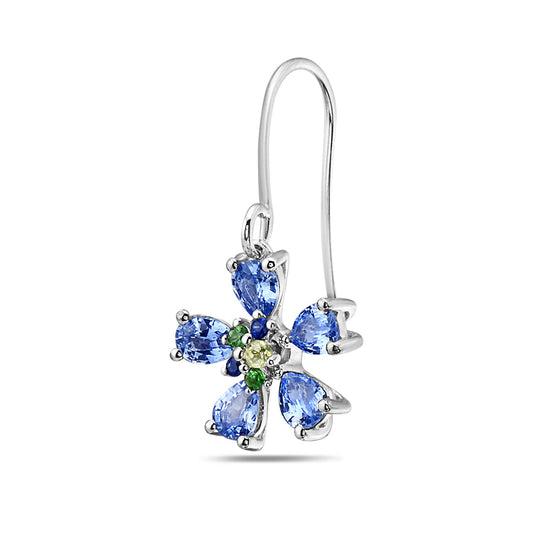 BLUE SAPPHIRE & PERIDOT FLOWER EARRINGS