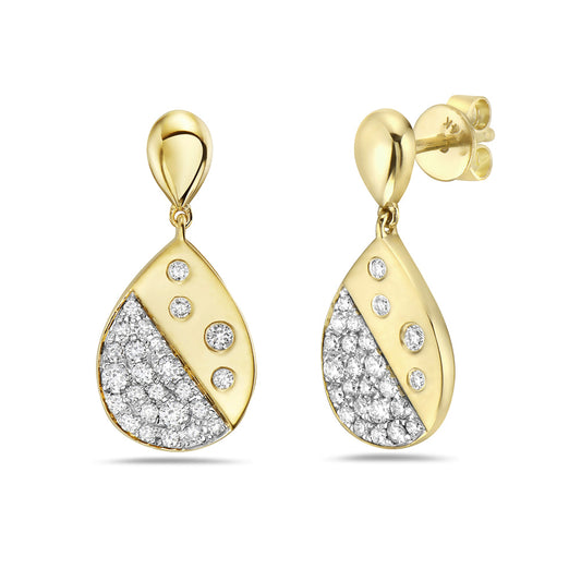 14K PEAR SHAPED EARRINGS WITH 50 DIAMONDS 0.54CT