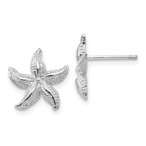 14K WHITE GOLD STARFISH EARRINGS/ HP & TEXTURED 2-D (3 OF 3)