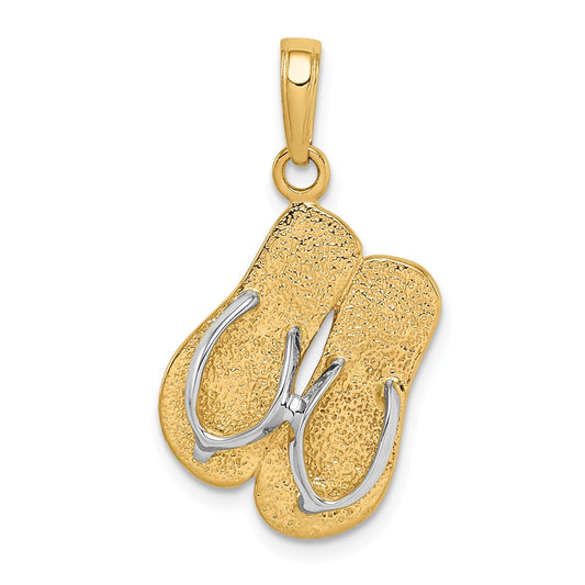 14K & RHODIUM LARGE DOUBLE FLIP-FLOP PENDANT