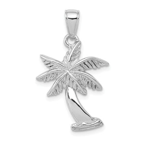 14K White Gold Island Vibes Palm Tree Pendant
