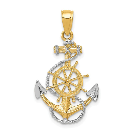 TWO-TONE 14K YELLOW GOLD & RHODIUM CAPTAIN'S PENDANT