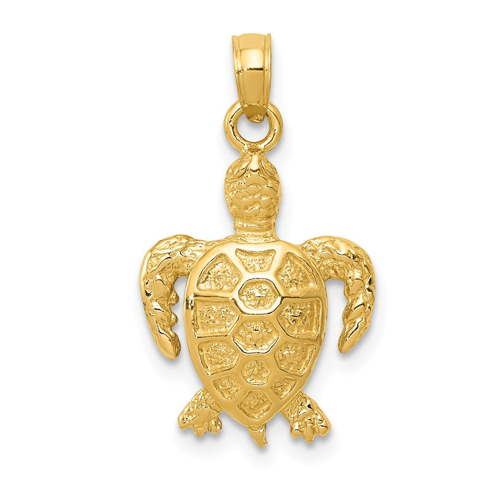 Charming 14K Yellow Gold Sea Turtle Pendant