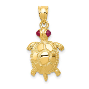 14K Ruby-Eyed Sea Turtle Pendant