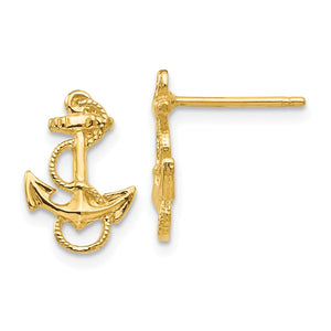 Boucles d'oreilles ancre 14K avec garniture en corde