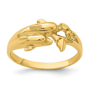 14K Dueling Dolphins Ring