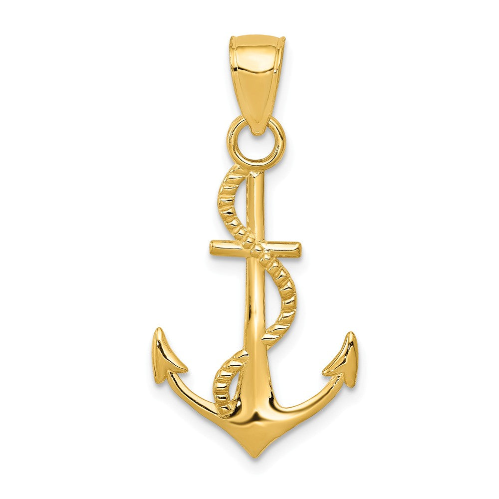 14K YELLOW GOLD ANCHOR AND ROPE PENDANT