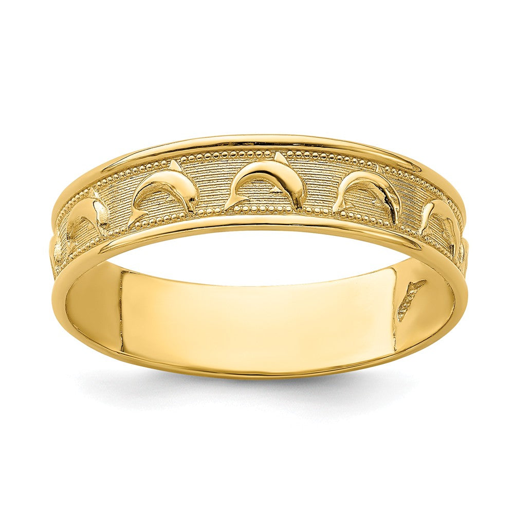 14K GOLD TEXTURED SUMMERTIME DOLPHIN THUMB RING
