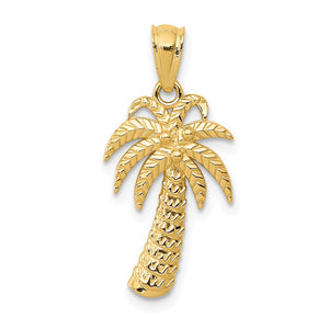 Pendentif palmier poli texturé 14 carats