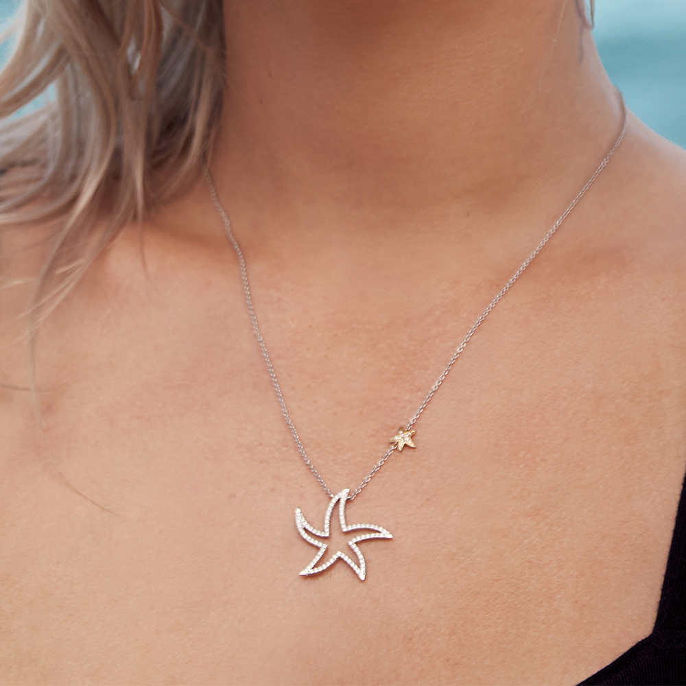 14K Large Open Starfish Necklace