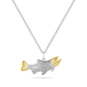 Two-toned 14K and Sterling Silver Trout Pendant