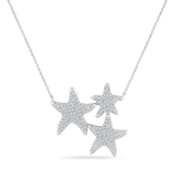 14K Triple Starfish Pendant With 159 Diamonds 0.68CT
