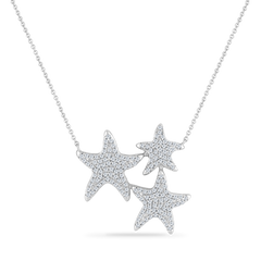 14K Triple Starfish Pendant With 159 Diamonds 0.68CT