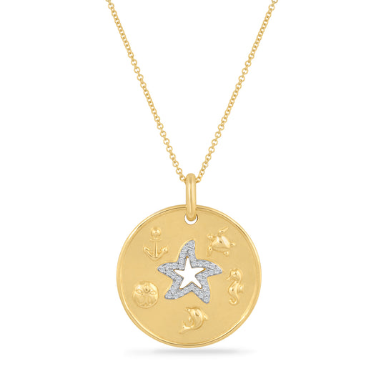 14K ETOILE DE MER ET PENDENTIF MULTI NAUTIQUE