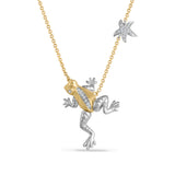 14K BEAUTIFUL FROG NECKLACE WITH 20 DIAMONDS 0.066CT ON 18 INCHES CABLE CHAIN