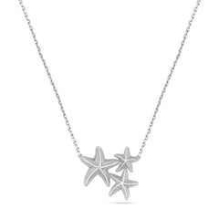 Sterling Silver Triple Starfish Necklace